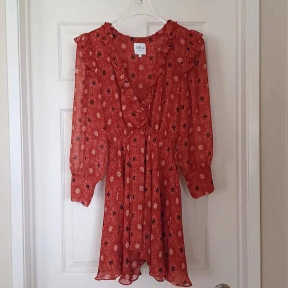 MISA Los Angeles Veruka Mini Dress Red Rouge S - Picture 6 of 14
